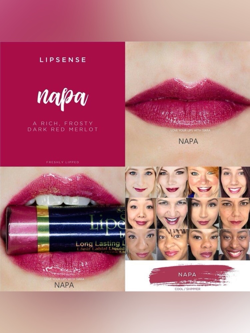 LipSense Napa Dark Red Merlot Shimmer Lip Color